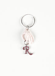 RAF SIMONS SKELETON HAND HOLDING STRASS R EARRING SOLID PINK