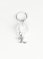 RAF SIMONS SKELETON HAND HOLDING STRASS R EARRING SOLID WHITE