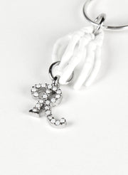 RAF SIMONS SKELETON HAND HOLDING STRASS R EARRING SOLID WHITE