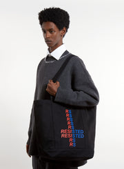 RAF SIMONS SMALL DENIM TOTE BAG WITH PRINT AND RS BADGE